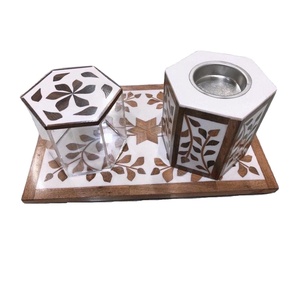 Wooden Bone Inlay Bakhoor Burner Box and Tray Candle Holder T light Holder Indian Crafts Bakhoor Burner Oud Bakhioor Burner