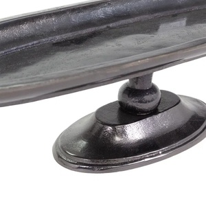 Modern Gunmetal Metal Oval Pedestal Serving Trays <b>Set</b> of 2 Blackened Bronze <b>Cake</b> <b>Stands</b> Industrial Style Raised Platter for - Product Image 3