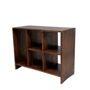 Modern <b>Solid</b> <b>Wood</b> Pierre Jeanneret Style 5 Compartment Storage <b>Bookcase</b> File Rack Walnut Finish Display Shelf Dining Home Office - Product Image 5