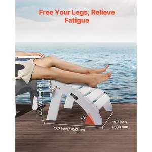 Reposapiés Plegable de Plástico HDPE Blanco Adirondack, 17.7 Pulgadas de Largo x 19.7 Pulgadas de Ancho x 13.8 Pulgadas de Alto, Resistente a la Intemperie, para Porche, Ampliamente Utilizado - Product Image 5