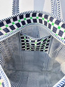 Premium Black <b>Quilted</b> Cotton Tote Bag Checked Print Bohemian Style Casual Zipper Shopping Travel <b>Handbag</b> for Women Daily Use - Product Image 4