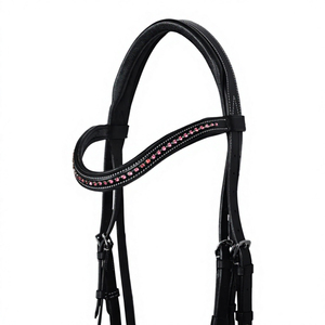 Diadema de Cuero Premium Personalizable con Detalles de Cristal para Bridas Inglesas, Duradera y Cómoda, para Equitación, OEM - Product Image 3