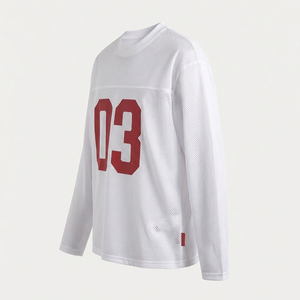 เสื้อฟุตบอลแขนสั้นผ้าตาข่ายระบายอากาศ แห้งเร็ว ทรงโอเวอร์ไซส์ สไตล์สตรีทแวร์ เสื้อยืดกีฬาสำหรับผู้ชาย ผ้าฝ้าย 100% ขายส่ง - Product Image 3
