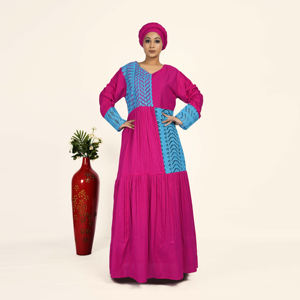 Vestido Largo Kaftan de Rayón con Parches, Bordado Chikankari Schiffli, Estilo Islámico Modesto, Estilo Árabe de Dubái, para Mujer - Product Image 3