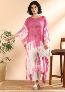 High Quality Designer Rayon <b>Kaftan</b> Tie Dyed <b>Summer</b> Daily Wear Regular Fit Sweetheart neck at Best Price by Supplier - Product Image 1