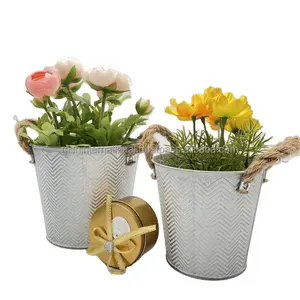Ember Bunga Besi Tempa Antik Pot Bunga Seng Pot Penanam Logam untuk Penggunaan Taman Rumah