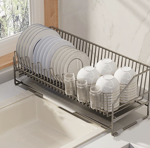Single Tier Retractable Workshop Dish Drying <b>Rack</b> Modern Waterproof White Galvanized Steel Wire Mesh Adjustable Drain <b>Plate</b> - Product Image 3