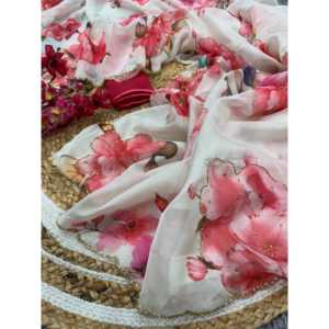 <b>Beautiful</b> Traditional Chinese Saree for Parties Enhanced with Diamond Handwork - Product Image 3