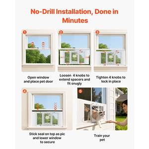 Porte pour animaux de compagnie White Cat, verre haute transparence, cadre en aluminium, installation rapide, 4 modes de verrouillage sécurisés, largeur de fenêtre réglable 27"-32" - Product Image 5