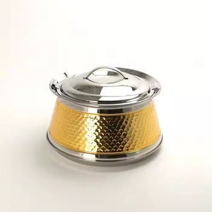 Casserole moderne finition argentée avec détails dorés, idéale pour le rangement et le service élégants des aliments, bol pour la salle à manger à domicile, provenance Inde. - Product Image 5