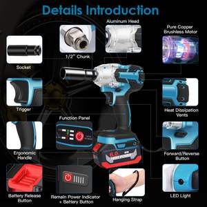 Llave de Impacto, Taladro y Destornillador Eléctrico Inalámbrico 3 en 1 de 3450 RPM con Velocidad Variable, Baterías de 6.0 Ah, 3 Vasos y 3 Puntas Incluidos - Product Image 2