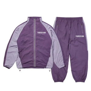 Ensemble veste et pantalon de jogging en nylon imperméable et coupe-vent, réfléchissant, extra-large, avec fermeture éclair en polyester sur mesure. - Product Image 3