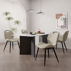 Moderna comoda sedia da pranzo Set di 2 sedie laterali cucina in tessuto con cuscini spessi per sala da pranzo - Product Image 6