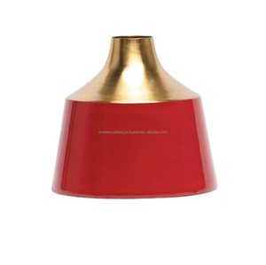 Jarrón de Metal de diseño propio rosa y rojo de alta calidad, jarrón de flores de tono esmaltado moderno, Mesa para el hogar y el jardín de Ambiance Lifestyle - Product Image 3