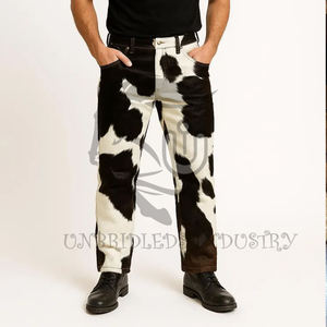 Pantalones de Moda 2026 para Hombre, de Cuero Genuino, Estilo Hip Hop, Invernales, Resistentes al Viento, Transpirables, Ecológicos, de Piel con Pelo, de Secado Rápido, Corte Acampanado - Product Image 1