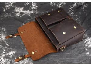 Porte-documents pour ordinateur portable en cuir véritable vintage durable pour hommes - Sac à main de bureau pour cadres, utilisation quotidienne LLB-0355 - Product Image 3