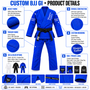 Kimono de Jiu-Jitsu Brésilien et Uniformes de Judo en Coton 100% Écologique Respirant, Tissage Perlé 360 GSM, Logo Frontal Personnalisé, Qualité Supérieure, Tailles Plus - Product Image 6