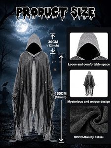 Disfraz de Pirata para Adultos, Capa con Capucha para Halloween, Túnica Medieval de Mago, Disfraz de Fantasía, Túnica Gótica Larga Unisex, 100% Poliéster OEM - Product Image 2