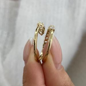 แหวนเพชรทรงมาร์คีส์และทรงกลมแบบเปิด 14K ทองคำขาว แหวนหมั้นทันสมัย แหวนแต่งงานเรียบง่าย ของขวัญสำหรับผู้หญิง - Product Image 3