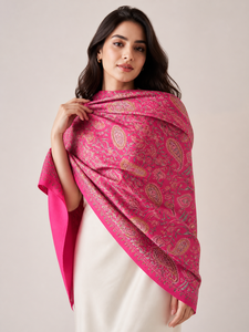 Estolas Largas 100% Lana para Mujer, Completamente Bordadas con Patrón Floral, Ligeras, Antibacterianas, de Secado Rápido, para Todas las Temporadas, de Diseño - Product Image 5