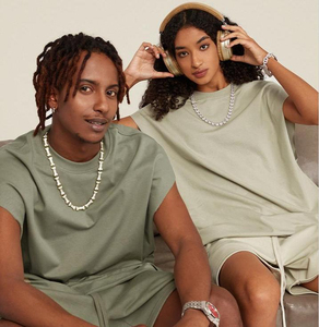 T-shirt Homme Style Américain Été Streetwear Uni Tissé Lourd Manches Courtes Ample Coton Formel Écologique Respirant - Product Image 3