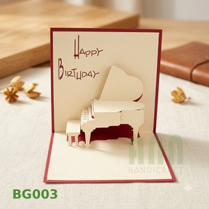 Cartes de vœux 3D pop-up personnalisées ANN HANDICRAFT Piano Anniversaire Thanksgiving, impression 4 couleurs, découpe, vernissage mat BG003 - Product Image 5
