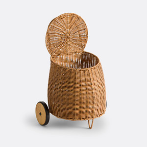 Chariot à jouets en osier avec roues pour enfants, unisexe, de 2 à 4 ans, en rotin naturel tissé à la main du Vietnam - Product Image 4