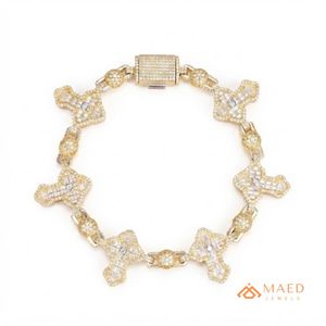 สร้อยข้อมือทอง 14K ชุบทองประดับโมอิสซาไนต์ ดีไซน์หรูหรา สำหรับผู้หญิงและผู้ชาย - ของขวัญสำหรับงานปาร์ตี้หรืองานหมั้น - Product Image 1