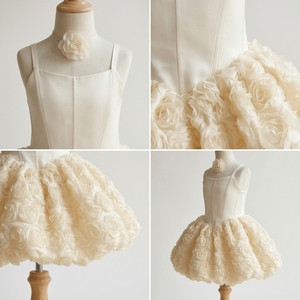 Robe de demoiselle d'honneur Prestige, ivoire, avec rosettes 3D, robe de bal, robe de princesse pour filles, mariage, anniversaire, communion, TUTUPETTI - Product Image 3
