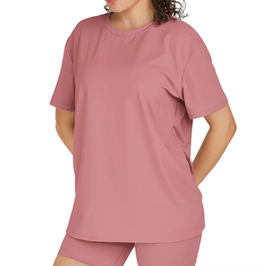 Nouvelle Arrivée T-shirts de Fitness Personnalisés de Haute Qualité pour Femmes Grandes Tailles en Coton/Fibre de Bambou Respirant à Séchage Rapide Épaules Tombantes - Product Image 2