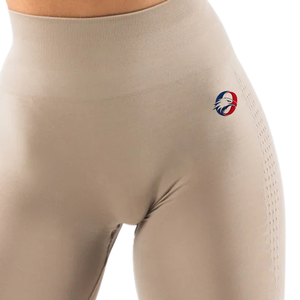 Legging de sport beige pour femme, taille ultra haute, compressif, extensible, pour gym, fitness, yoga et entraînement, pantalon de performance athlétique - Product Image 5