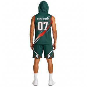 Professional Custom 7 on 7 Hooded Sleeveless Athletic Jersey with Matching Shorts - Product Image 2