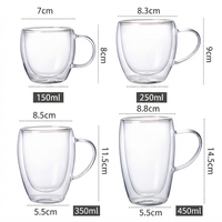 Tasses en verre borosilicate à double paroi de qualité supérieure, résistantes à la chaleur, capacité 150-450 ml, pour fêtes et dégustation de thé.