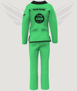 Kimono de Jiu Jitsu Brasileño Verde Premium con Logotipo Personalizado, Uniforme Ligero de BJJ de 450 g/m², Tejido Perlado, Traje de Competición de Artes Marciales - Product Image 6