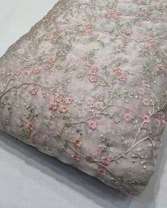 Designer Sequin Embroidery <b>Fabric</b> Satin Organza Lace Textile For Couture Dress Boutique And Fashion Industry - Product Image 1