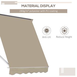 6' Cream <strong>Manual</strong> Retractable Patio <strong>Awning</strong> with Drop Arm UV &amp; Sun Protection Window Sunshade Includes Hardware - Product Image 4