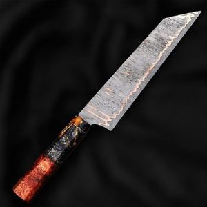 Cuchillo de chef de cobre damasco hecho a mano de lujo con mango de madera de espiga completa para una cocina de precisión y preparación culinaria gourmet. - Product Image 1