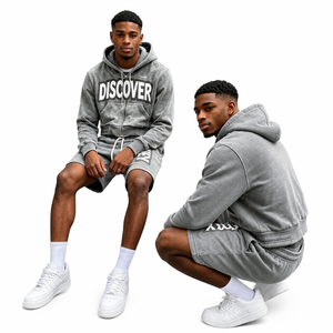 Découvrez la veste zippée en nylon mi-lourde à capuche avec logo réfléchissant personnalisé Discover-Impex, vêtements de sport pour hommes, survêtement streetwear OEM 2 en 1 - Product Image 2