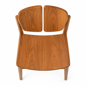 Chaise de salle à manger nordique en teck massif, écologique, imperméable, avec dossier à double palette |   Bureau à domicile scandinave - Product Image 4