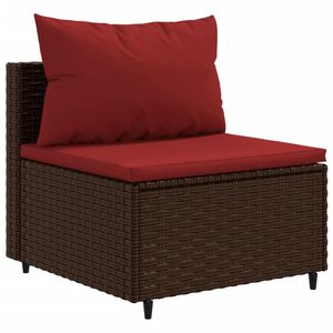Set of 10 Brown PE Rattan Patio <b>Sofa</b> Large Adjustable <b>Feet</b> Durable Outdoor Furniture - Product Image 4