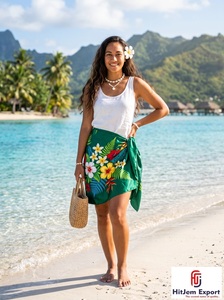 Pareo de Satén Premium, Estampado Floral, Ligero, para Playa o Resort Tropical, Fabricante de Telas Personalizadas - Product Image 4