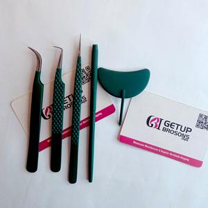 Pinzas para Pestañas GETUP BROSONS IMPEX 90, Curvas/Rectas, Recubrimiento en Polvo Verde Plateado, Acero Inoxidable Duradero Antimagnético - Product Image 2
