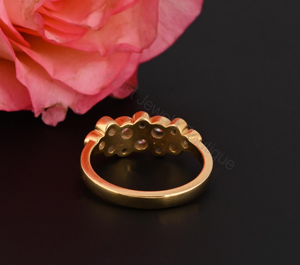 Bubble Diamond Cluster <b>Ring</b> 0.60 Ct Natural Diamonds Sterling <b>Silver</b> Rhodium Plated Gold Bezel Set Wedding Elegant <b>Statement</b> - Product Image 3