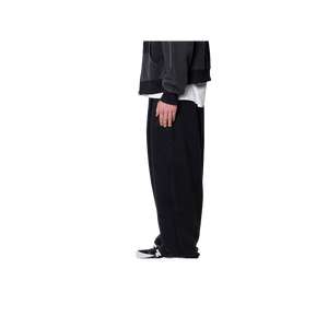 Men's Black Corduroy Sweatpants Elastic Waist Side Pockets Casual Autumn Midweight Knitted Breathable Pants - Product Image 2