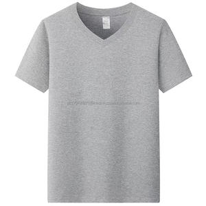T-shirt à col en V 100% coton personnalisé par les fabricants pour hommes 210G 3XL Uni Épaule tombante Poids lourd Coupe ample T-shirt vierge - Product Image 4