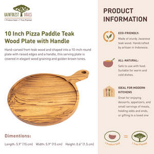 Elegante Tabla para Pizza de Madera de Teca con Asa - Utensilios de Cocina Modernos - Product Image 2