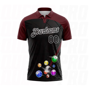 Camiseta de Billar Personalizada en Negro, Marrón y Blanco, Ropa Deportiva de Sublimación Premium, Logotipo Personalizado, Nombre del Equipo - Product Image 2