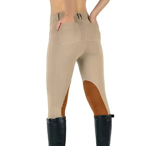 Pantalones de equitación de secado rápido y antifricción para mujer, pantalones deportivos ecuestres para exteriores con bolsillo con estampado de silicona - Product Image 4