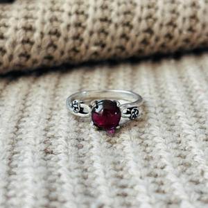 Boho Garnet Mushroom Brass <b>Ring</b> Silver Plated Dainty <b>Statement</b> Wholesale <b>Ring</b> For Women - Product Image 1