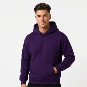 Sudadera con Capucha de Forro Polar Morado para Hombre, Corte Regular, Color Sólido, con Bolsillos, para Otoño, Fabricantes de Sudaderas en Bangladesh - Product Image 3